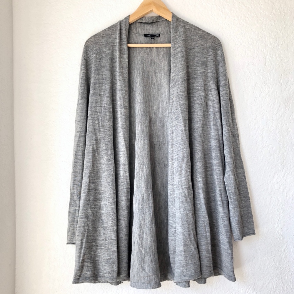 Eileen Fisher Grey 100% Merino Wool Cardigan